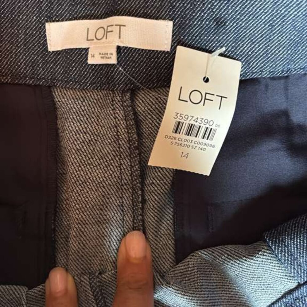 LOFT NWT Navy Wide Leg Sailor Trousers - Size 14 - Picture 3 of 6